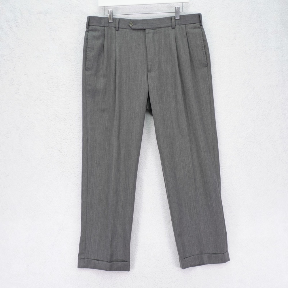 Brooks Brothers 1818 Madison Wool Dress Pants Trousers Gray -36 / 29- Pleated